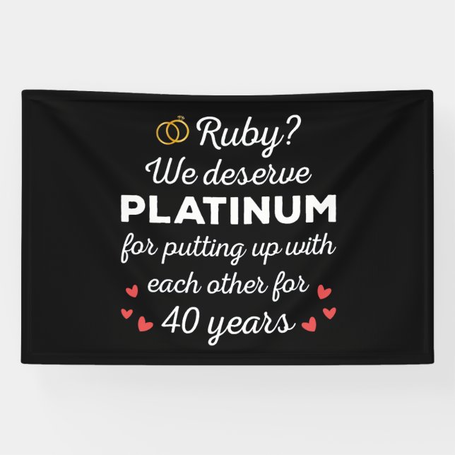 40. Hochzeitstag I - Ruby Funny Couple Banner (Horizontal)