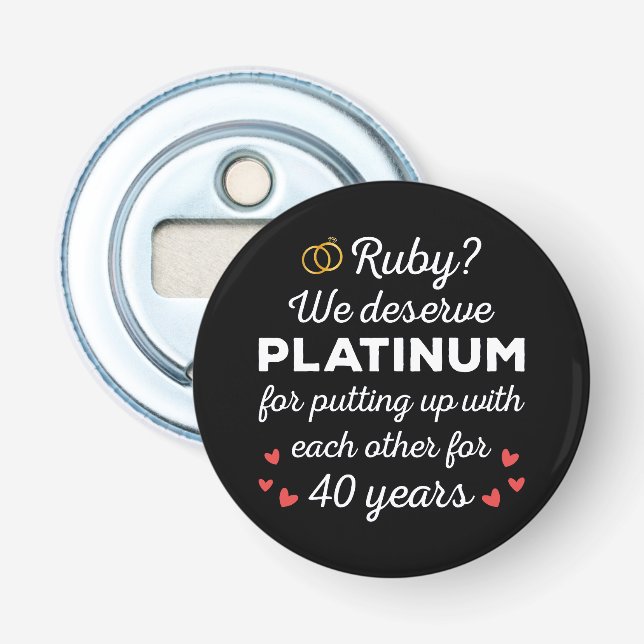 40. Hochzeitstag I - Ruby Funny Couple Flaschenöffner (Vorderseite)