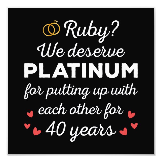 40. Hochzeitstag I - Ruby Funny Couple Fotodruck (Vorne)
