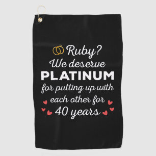 40. Hochzeitstag I - Ruby Funny Couple Golfhandtuch