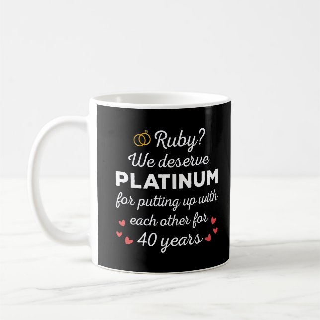 40. Hochzeitstag I - Ruby Funny Couple Kaffeetasse (Links)