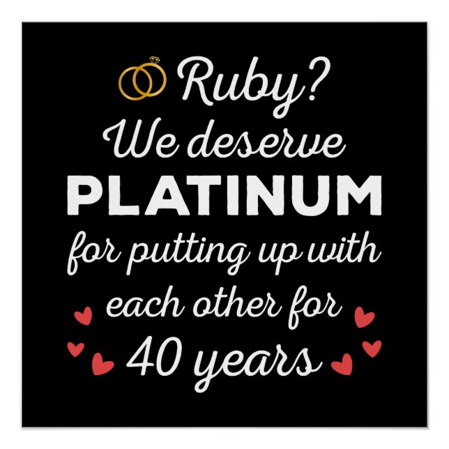 40. Hochzeitstag I - Ruby Funny Couple Poster (Vorderseite)