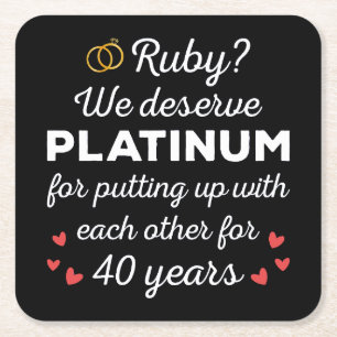 40. Hochzeitstag I - Ruby Funny Couple Rechteckiger Pappuntersetzer