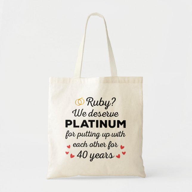 40. Hochzeitstag I - Ruby Funny Couple Tragetasche (Vorne)