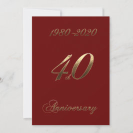 40. Hochzeitstag Jubiläum 2020 Elegant Red Save The Date