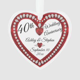 40. Hochzeitstag-karminrotes Diamant-Andenken Ornament