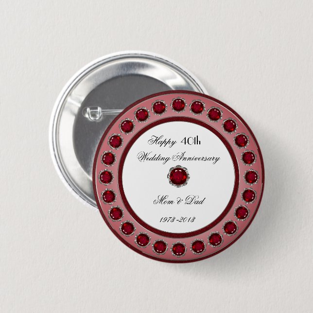 40. Hochzeitstag-Knopf Button (Vorne & Hinten)