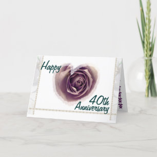 40. Hochzeitstag - Lila Rosenherz Karte