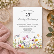 40. Hochzeitstag mit Wildblumen zum Rubinhochzeits