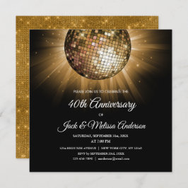 40. Hochzeitstag Party Gold Disco Ball Einladung
