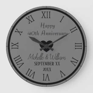 40. Hochzeitstag Personalisiert Große Wanduhr
