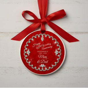 40. Hochzeitstag Rotes Foto Keepake Ornament