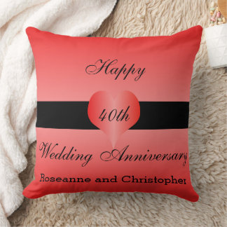 40. Hochzeitstag Rotes Herz Kissen