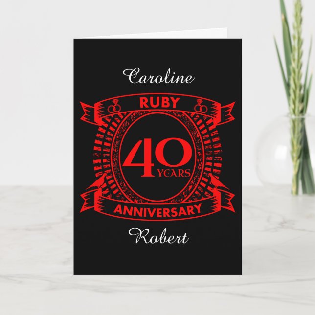 40. Hochzeitstag Rubinkrone Karte (Vorderseite)