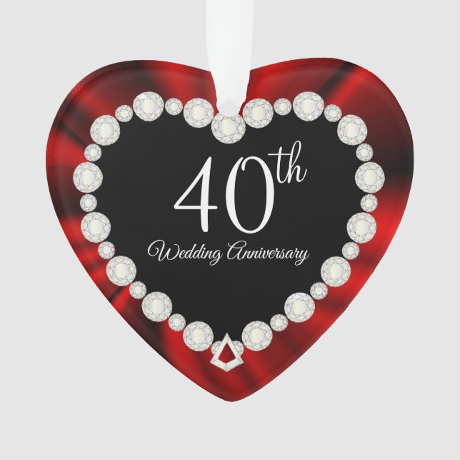 40. Hochzeitstag Ruby Geschenk Design Ornament (Vorderseite)