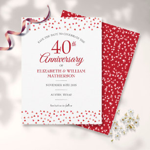 40. Hochzeitstag Ruby-Herzen - Termin vormerken Postkarte