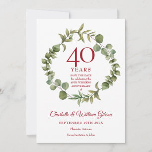 40. Hochzeitstag Ruby Waldgrün Save The Date