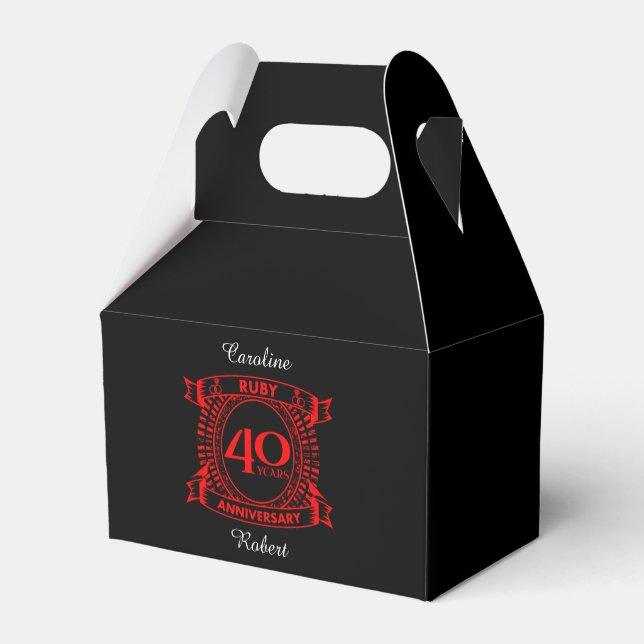 40. Hochzeitstag ruby Wappen Geschenkschachtel (Rückseite)