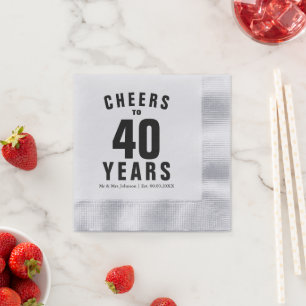 40. Hochzeitstag Silber geprägt Prost Serviette