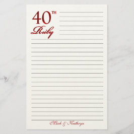 40. Hochzeitstag SilberDamasnamen Briefpapier