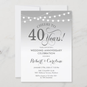 40. Hochzeitstag - Silberweiß Einladung