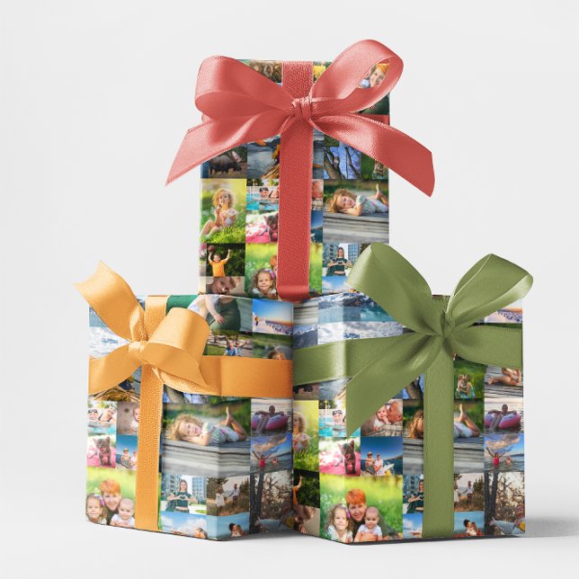 40 Horizontale FotoCollage Geschenkpapier (40 Horizontal Photo Collage Wrapping Paper)