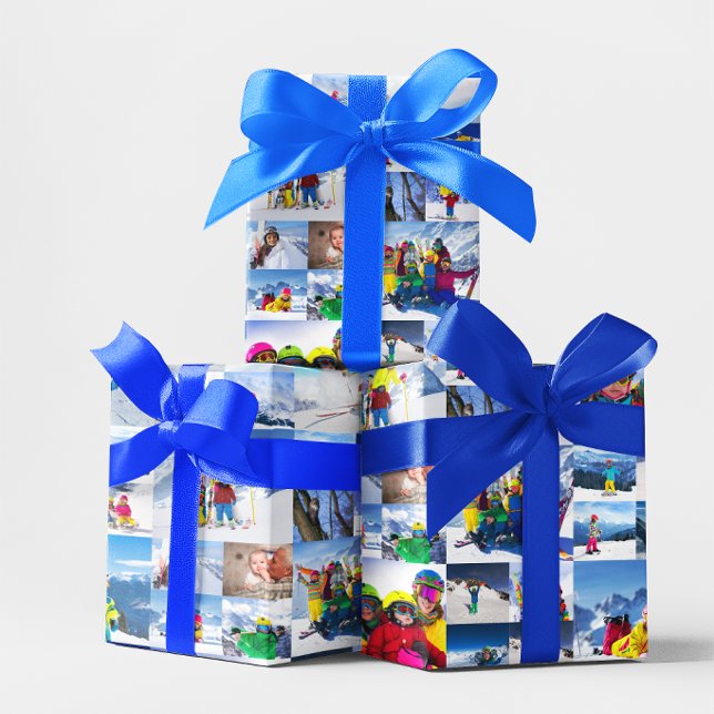 40 Horizontale Urlaubsfoto-Collage Geschenkpapier (40 Horizontal Holiday Photo Collage Wrapping Paper)