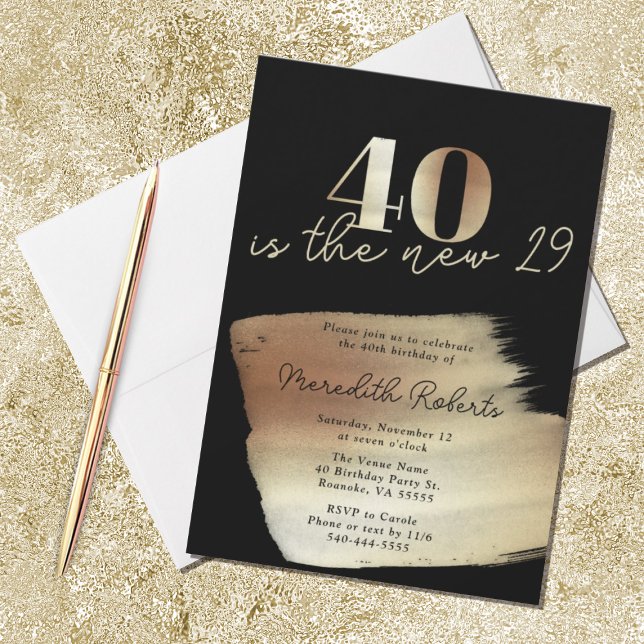 40 ist das neue 29 Gold Black 40 th Birthday Party Einladung (Von Creator hochgeladen)