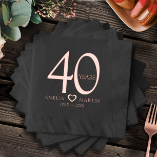 40 Jahre 40. Hochzeitstag Name datiert Herz Servietten Mit Folie
