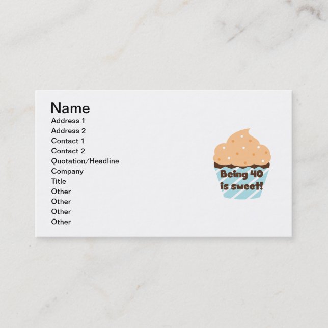 40 Jahre alt ist T - Shirt und Geschenke zum Gebur Visitenkarte (Vorderseite)
