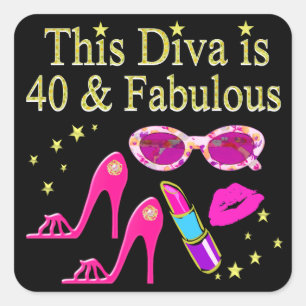40 JAHRE ALT UND EINE SCHÖNE DIVA QUADRATISCHER AUFKLEBER