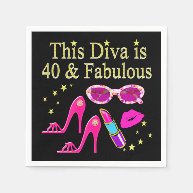 40 JAHRE ALT UND EINE SCHÖNE DIVA SERVIETTE (Vorderseite)