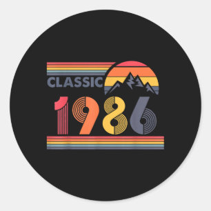 40 Jahre alte Männer Vintage Oldtimer 1986 40. Runder Aufkleber