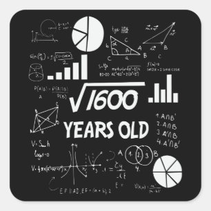 40 Jahre altes Tagesmathematik Lehrer 40. Geburtst Quadratischer Aufkleber