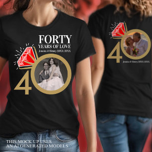 40 Jahre benutzerdefinierter Jubiläums-Rubin-Hochz T-Shirt