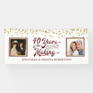 40 Jahre Damals & Jetzt Fotos Gold Confetti Banner