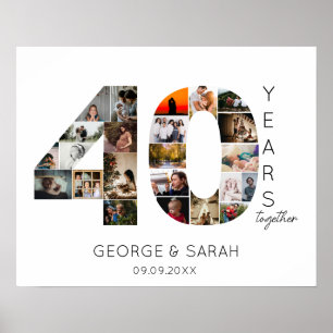 40 Jahre Foto Collage ruby Hochzeit Jahrestag Poster