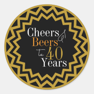 40 Jahre Geburtstags Cheers und Beers Runder Aufkleber