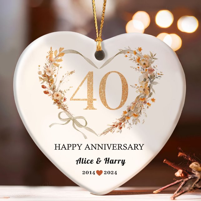 40 Jahre 💕 Heart Shaped Souvenir Keramik Ornament (Von Creator hochgeladen)