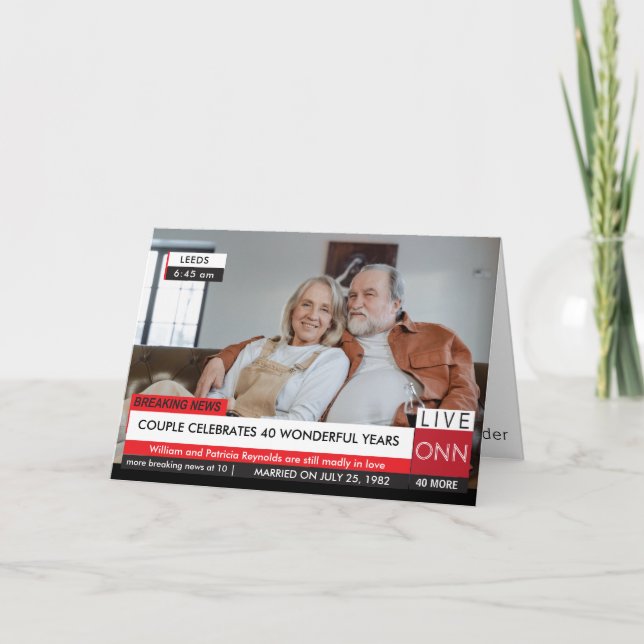 40 Jahre Jubiläum Funny Breaking TV News Fantastis Karte (Vorderseite)