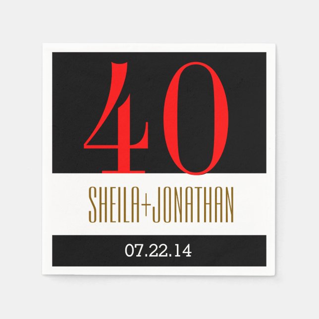 40 Jahre Modernes Schwarzes Gold V02 Serviette (Vorderseite)