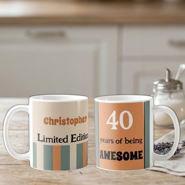 40 Jahre phantastischer Name Orange grün Kaffeetasse (Von Creator hochgeladen)
