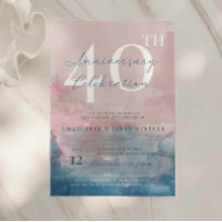 40 Jahre pink und blau Aquarell