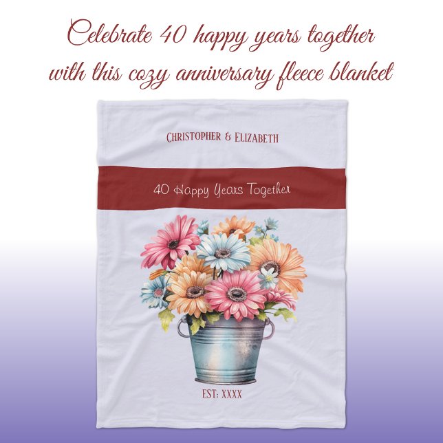 40 Jahre ruby Jubiläum Blume lila Fleecedecke (Von Creator hochgeladen)