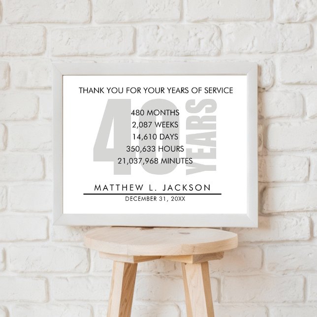 40 Jahre Ruhestand oder Geschenk zur Mitarbeiterbe Poster (Von Creator hochgeladen)