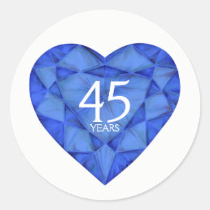 40 Jahre Saphir Herz Aquarellfarben-Aufkleber Runder Aufkleber