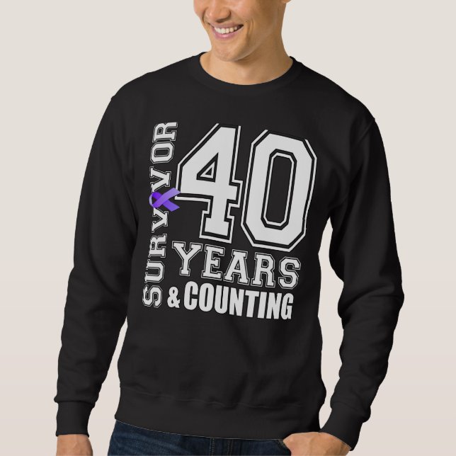 40 Jahre Überleben Ich trage Lila Ribbon Lupus Awa Sweatshirt (Vorderseite)