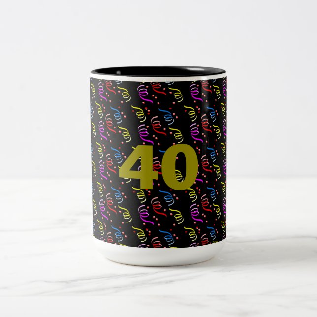 40 Jahre und Confetti Zwei-Tonen-Tasse Zweifarbige Tasse (Mittel)