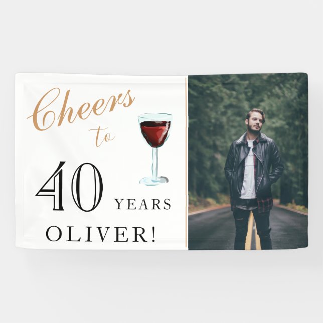 40 Jahre Wein 40. Geburtstag Foto Banner (Horizontal)