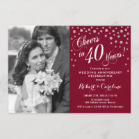 40. Jahrestag mit Foto - Silver Ruby Red